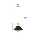 Vejen konische hanglamp zwart met hout E27