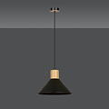 Vejen konische hanglamp zwart met hout E27