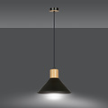 Vejen konische hanglamp zwart met hout E27