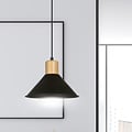 Emibig Emibig Lampe suspendue conique noire avec bois E27 - Éclairage d'ambiance parfait pour chaque espace