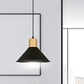 Emibig Emibig Vejen konische Hängelampe schwarz mit Holz E27 - Perfekte Ambientebeleuchtung für jeden Raum