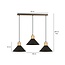 Vejen long hanging lamp black with wood 3x E27 conical shades