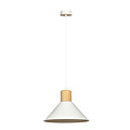 Vejen white with wood conical Scandinavian hanging lamp E27