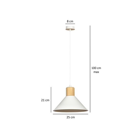 Emibig Emibig Vejen blanche avec bois lampe suspendue conique scandinave E27 - Idéale pour une touche moderne dans votre décoration intérieure