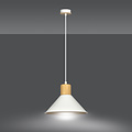 Emibig Emibig Vejen blanche avec bois lampe suspendue conique scandinave E27 - Idéale pour une touche moderne dans votre décoration intérieure