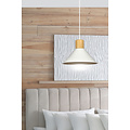 Vejen white with wood conical Scandinavian hanging lamp E27