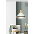 Emibig Emibig Vejen wit met hout konische Scandinavische hanglamp E27 - Perfect voor een moderne uitstraling in uw interieur