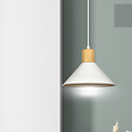 Vejen white with wood conical Scandinavian hanging lamp E27