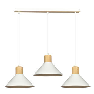 Vejen lange regelbare wit met hout konische Scandinavische hanglamp 3x E27