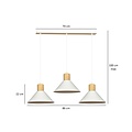 Emibig Emibig Vejen long adjustable white with wood conical Scandinavian hanging lamp 3x E27 - Ideal lighting for modern interiors