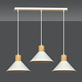 Vejen longue orientable blanche avec bois suspension scandinave conique 3x E27