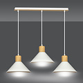 Emibig Emibig Vejen lámpara colgante ajustable larga blanca con madera cónica escandinava 3x E27 - Iluminación ideal para interiores modernos