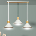 Emibig Emibig Vejen lámpara colgante ajustable larga blanca con madera cónica escandinava 3x E27 - Iluminación ideal para interiores modernos
