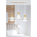 Vejen longue orientable blanche avec bois suspension scandinave conique 3x E27
