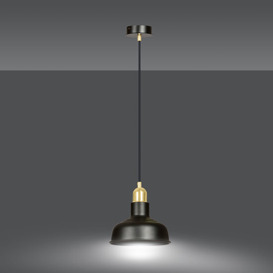 Egedal black with gold hanging lamp small domed shades E27