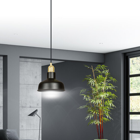 Emibig Emibig Egedal negro con lámpara colgante dorada pequeñas pantallas en cúpula E27 - Eleva la atmósfera de tu interior