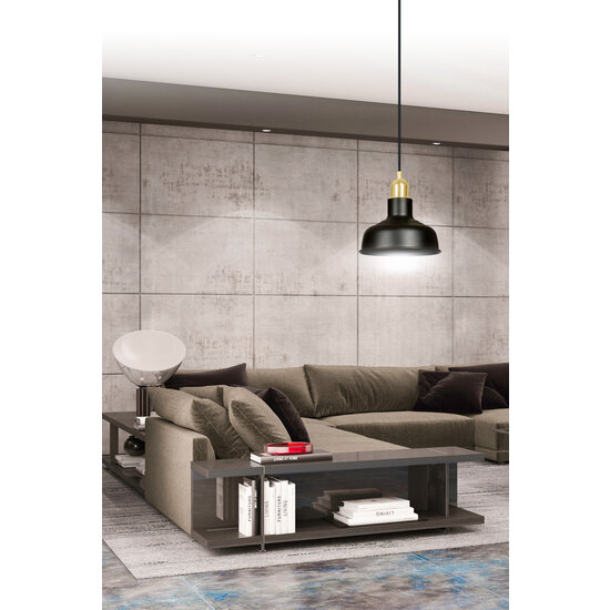 Egedal schwarz mit goldener Hängelampe, kleine gewölbte Schirme E27