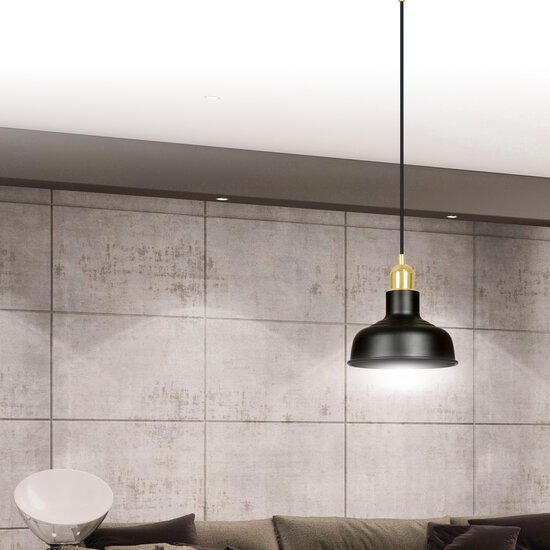 Egedal black with gold hanging lamp small domed shades E27