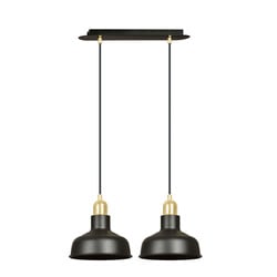 Emibig Egedal lámpara colgante doble ancha negra con pequeñas pantallas doradas 2x E27