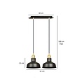 Egedal wide double hanging lamp black with gold small domed shades 2x E27
