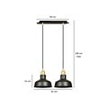 Emibig Emibig Egedal brede dubbele hanglamp zwart met gouden kleine koepelvormige kappen 2x E27 - Perfect voor sfeervolle verlichting in uw woonkamer