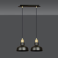 Egedal wide double hanging lamp black with gold small domed shades 2x E27