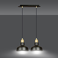 Egedal wide double hanging lamp black with gold small domed shades 2x E27