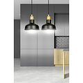 Egedal wide double hanging lamp black with gold small domed shades 2x E27