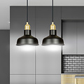 Egedal wide double hanging lamp black with gold small domed shades 2x E27