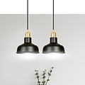 Egedal wide double hanging lamp black with gold small domed shades 2x E27