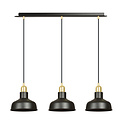 Emibig Emibig Egedal lange 3x E27 hanglamp zwart met goud met elegante koepels - Perfecte verlichting voor elke ruimte