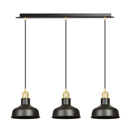 Emibig Egedal lange 3x E27 Hängelampe schwarz mit Gold mit eleganten Kuppeln