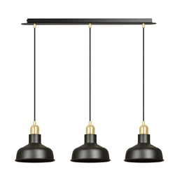 Emibig Egedal lange 3x E27 hanglamp zwart met goud met elegante koepels