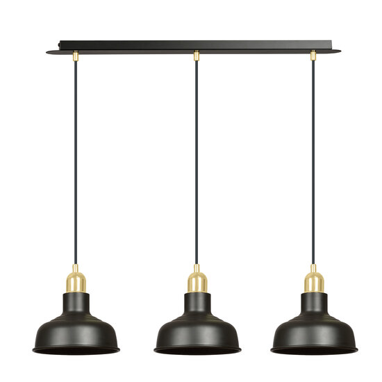 Emibig Emibig Egedal lange 3x E27 hanglamp zwart met goud met elegante koepels - Perfecte verlichting voor elke ruimte