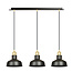 Emibig Emibig Egedal long 3x E27 hanging lamp black with gold with elegant domes - Ideal lighting for any space