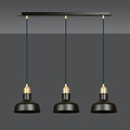 Egedal long 3x E27 hanging lamp black with gold with elegant domes