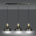 Egedal long 3x E27 hanging lamp black with gold with elegant domes