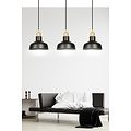 Egedal lange 3x E27 hanglamp zwart met goud met elegante koepels