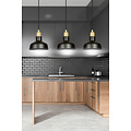 Egedal long 3x E27 hanging lamp black with gold with elegant domes