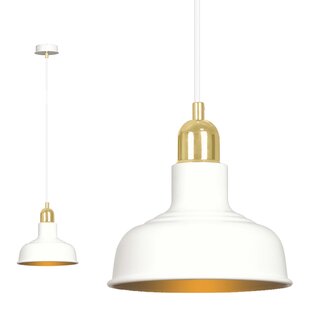 Lámpara colgante Egedal blanca con pantalla metálica dorada 1x E27