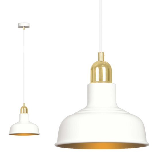 Egedal wit  met gouden hanglamp metalen kappen 1x E27