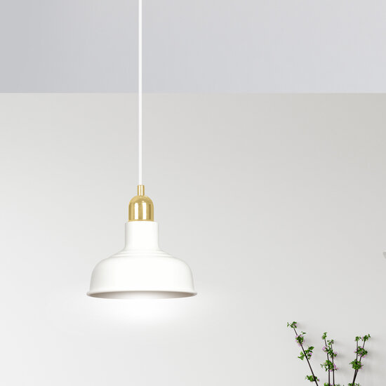 Emibig Emibig Egedal white with gold hanging lamp metal shades 1x E27 - Perfect lighting for any space