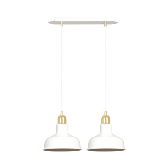 Emibig Emibig Egedal lámpara colgante doble excepcional blanca con pequeñas pantallas doradas 2x E27 - Perfecta para crear un ambiente acogedor en cualquier espacio