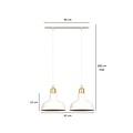 Egedal exceptional double hanging lamp white with golden small domed shades 2x E27