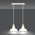 Egedal exceptional double hanging lamp white with golden small domed shades 2x E27