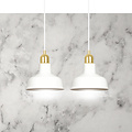 Egedal exceptional double hanging lamp white with golden small domed shades 2x E27