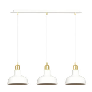 Egedal large white with gold 3x E27 hanging lamp with elegant domes