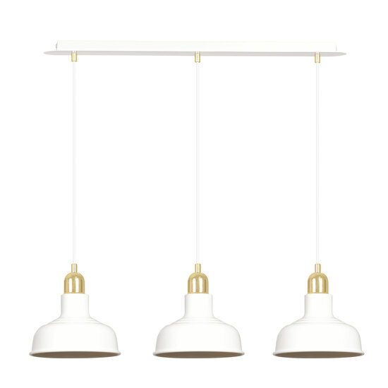 Egedal grote wit met goud 3x E27 hanglamp met elegante koepels