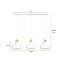 Egedal grote wit met goud 3x E27 hanglamp met elegante koepels