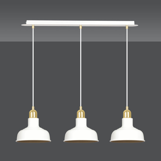Egedal grote wit met goud 3x E27 hanglamp met elegante koepels